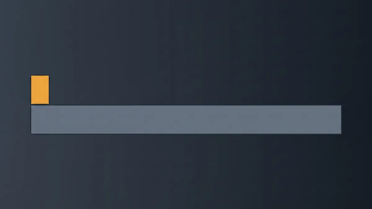 A very short amber bar above a very long grey bar, both starting from the same line